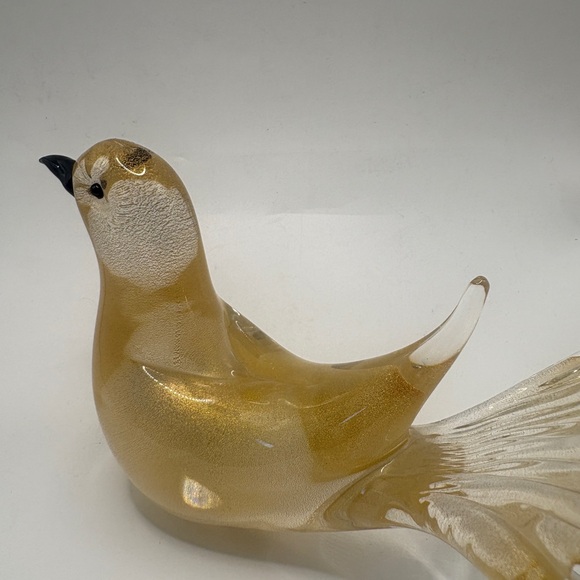 Formia Murano Hand Blown Gold Aventurine Bird Italian Art Glass - Picture 3 of 6